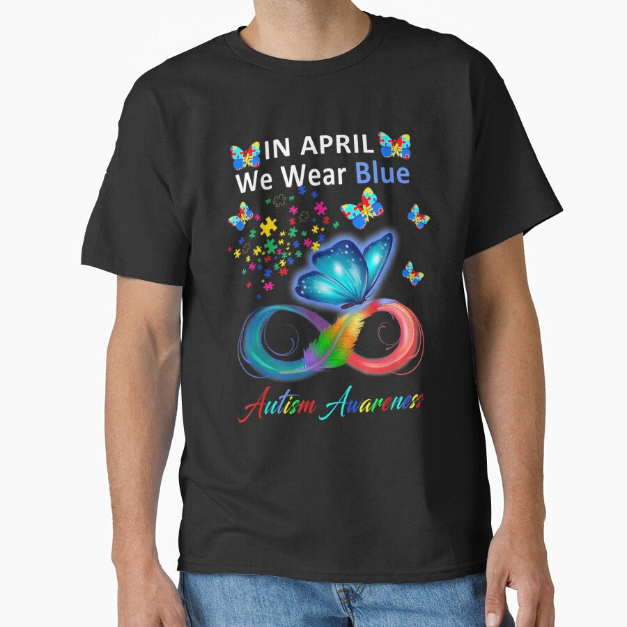 In April We Wear Blue Autism Awareness - Butterfly Autism by VerityKingStore