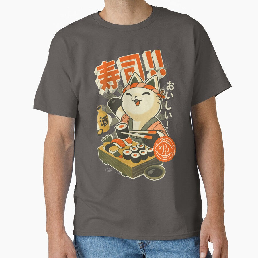 Sushi Chef Cat - Funny Restaurant Kitty - Japanese Food by BlancaVidal