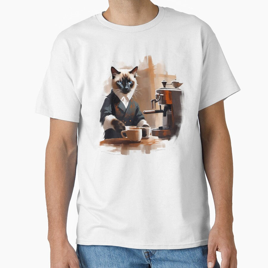 Siamese Cat Making You A Coffee by KaiLabsArt