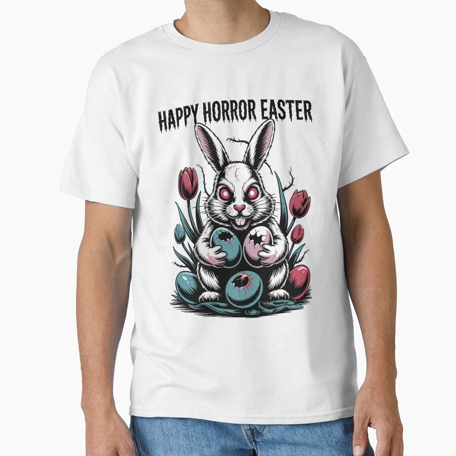 Horror Easter Bunny with Eggs and Flowers by graphicnew