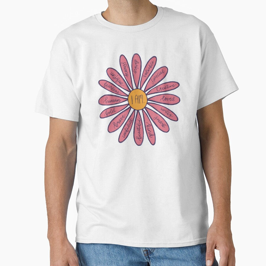 Pink Flower I Am Positive Affirmations Sticker Daisy by logankinkade