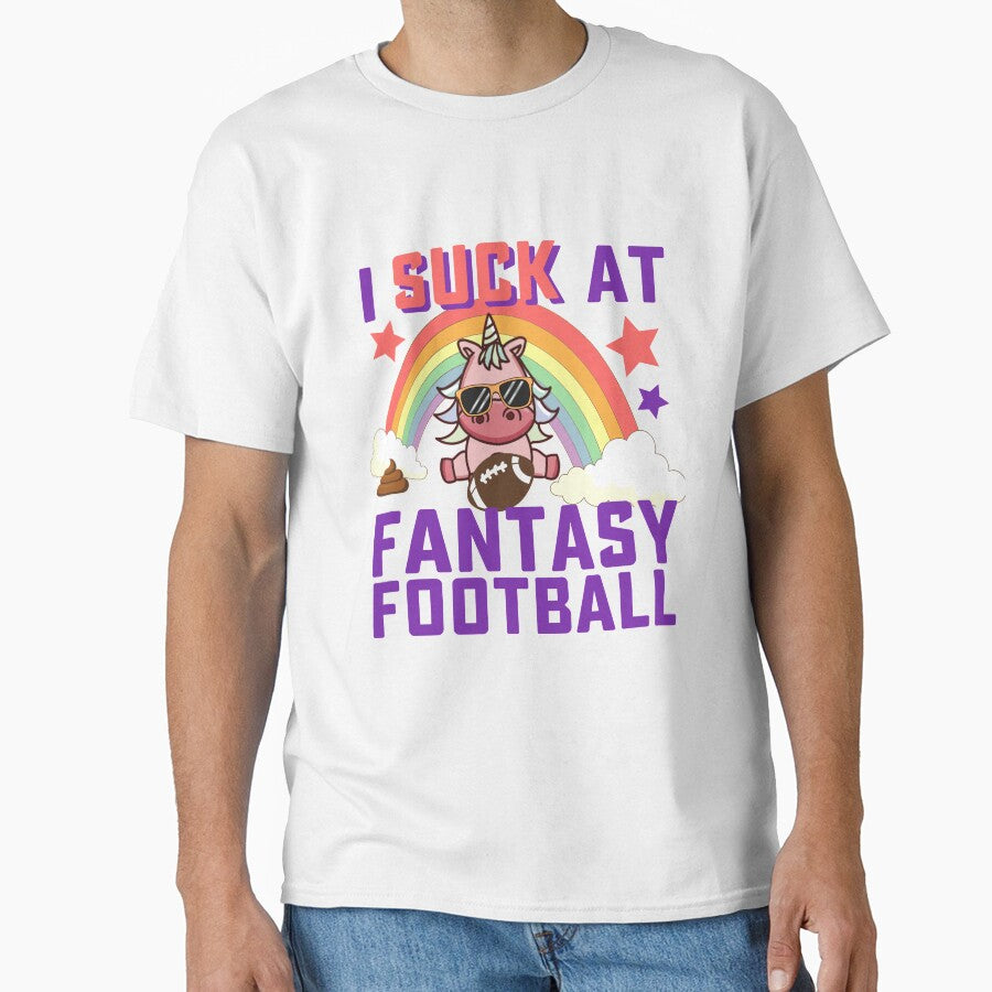 I Suck At Fantasy Football Funny Loser Unicorn by 74ninetees
