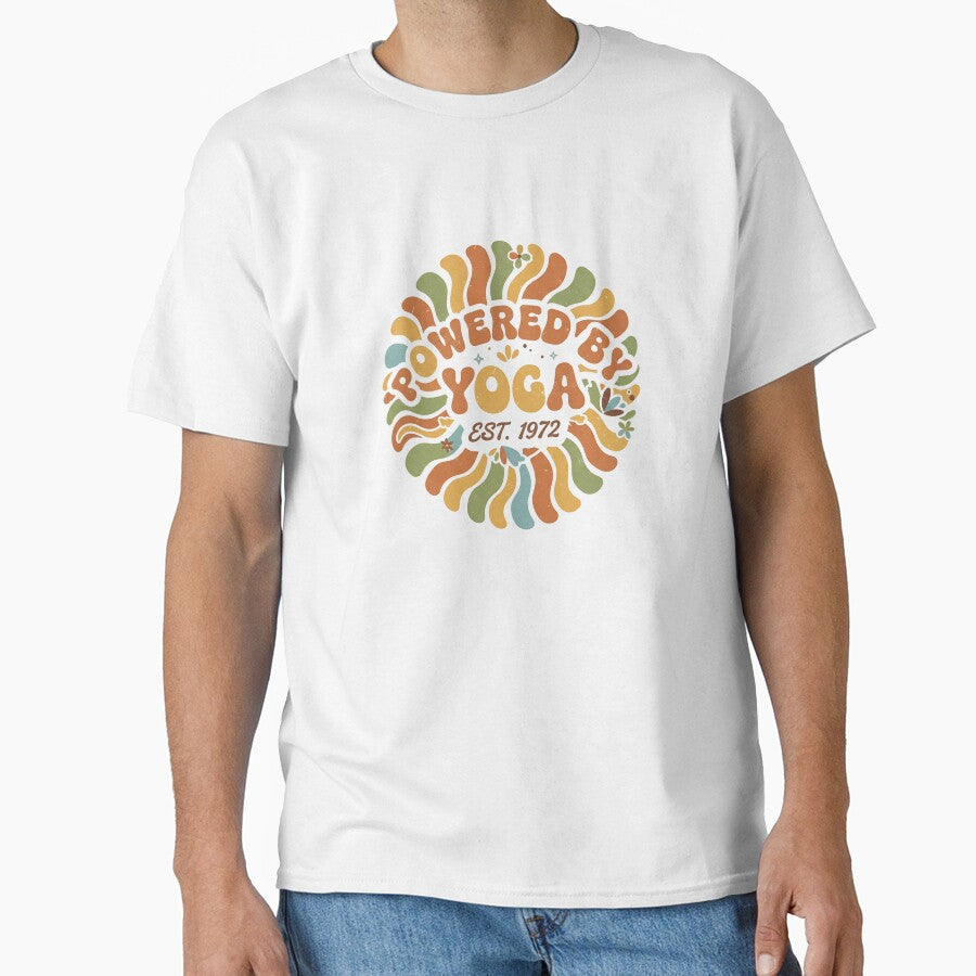 Powered by Yoga T-Shirt – Vintage Yoga Instructor Fitness Tee by Muzgle