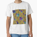 Violet daisy blue flower yellow pattern watercolor by Yana Mustafina | Boho Soulful Designs