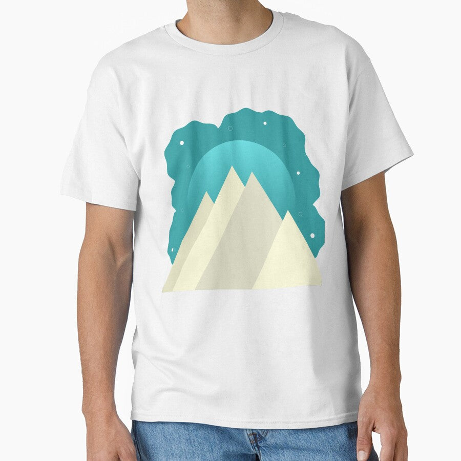 WHITE MOUNTAINS TEAL NIGHT SKY - WINTER VERSION MINIMALIST ILLUSTRATION Teal BG by MiraiDesigns by miraidesigns