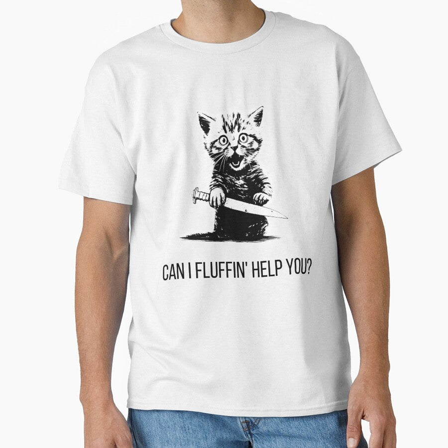 Can I Fluffin' Help You?- Cute Cat With Knife by Tyler Rosso