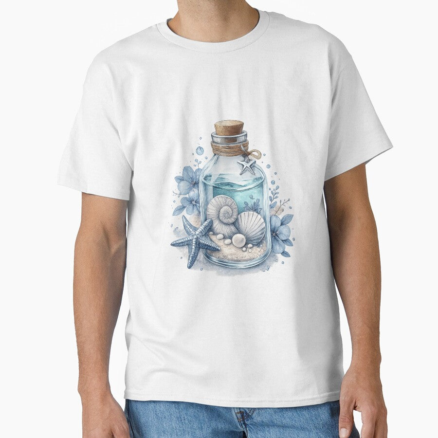 Ocean Memory Bottle – Seashell Beach Aesthetic Coastal Design by Aura.Creative