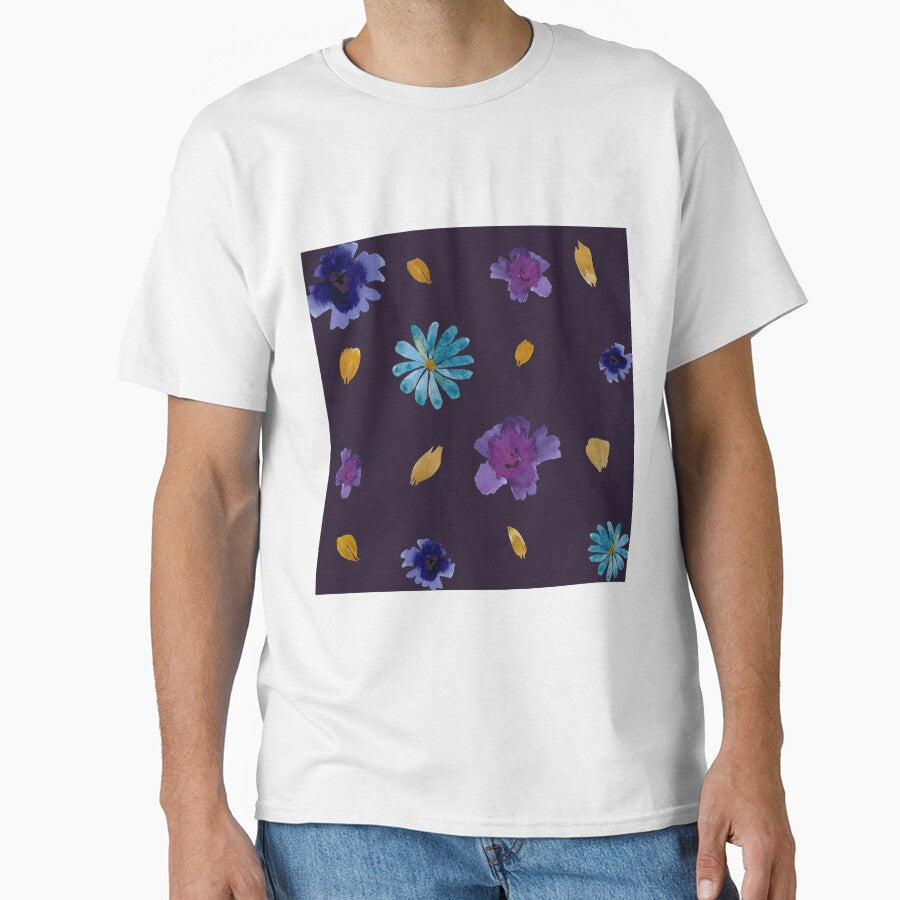 Viola daisy peony petal violet pattern watercolor by Yana Mustafina | Boho Soulful Designs