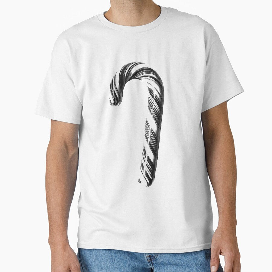 Black and White Candy Cane – Minimalist Christmas Art by inkoutninja