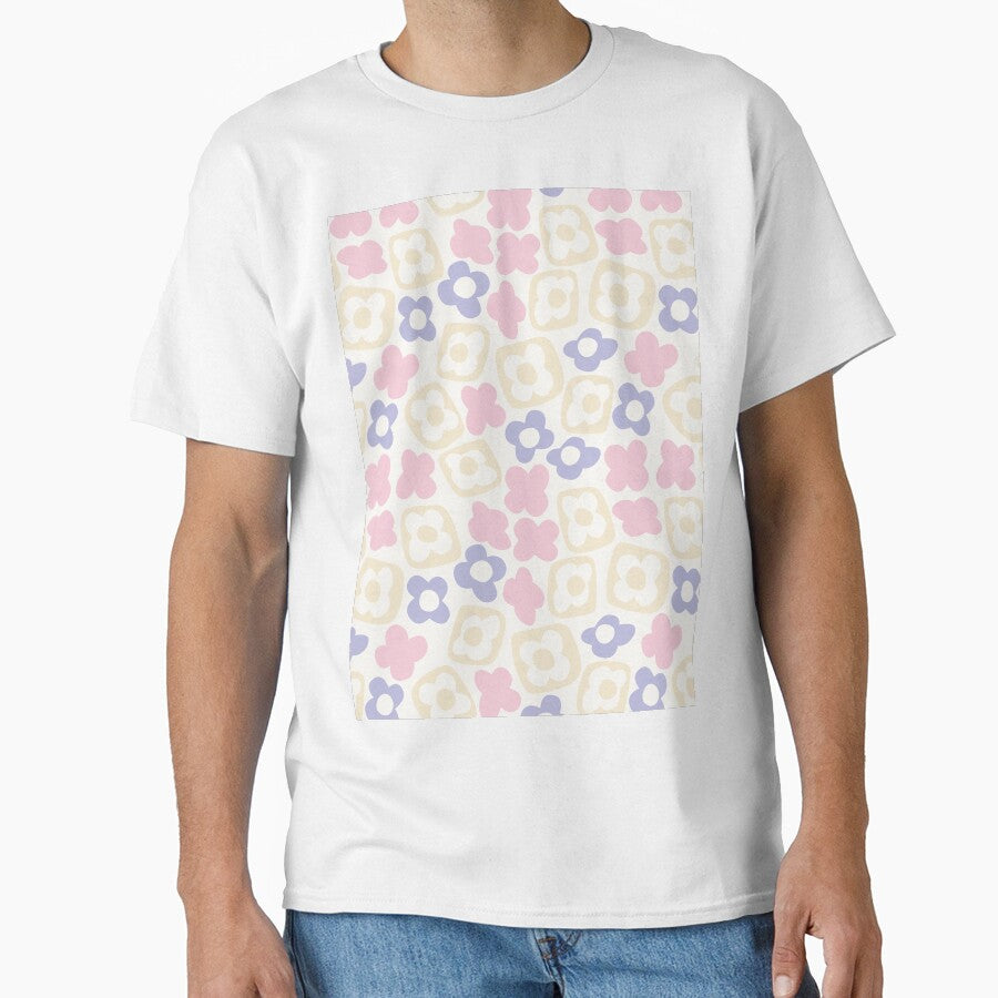BOHO BOXY MODERN FLOWER PATTERN PASTEL PINK PURPLE BEIGE by blomastudios