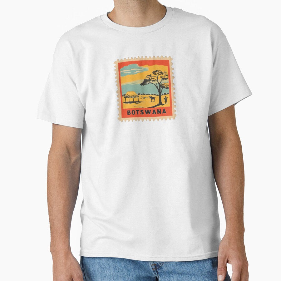 Botswana Stamp Design – African Landscape Retro Travel Art by tiigerdad