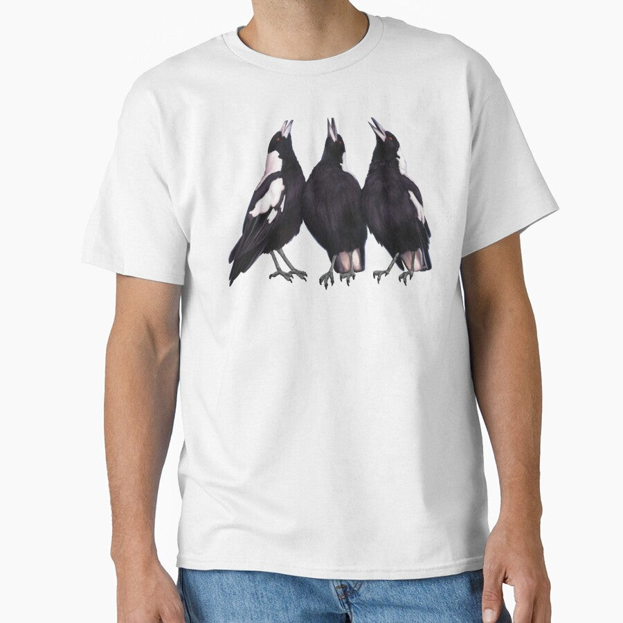 Trio of warbling magpies. Australian theme decor, original artwork. Unique gift. by PlumpPlumStudio