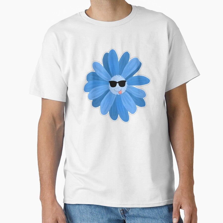 Cute Blue Daisy Cartoon With Sunglasses Sticker by Deep-Fold