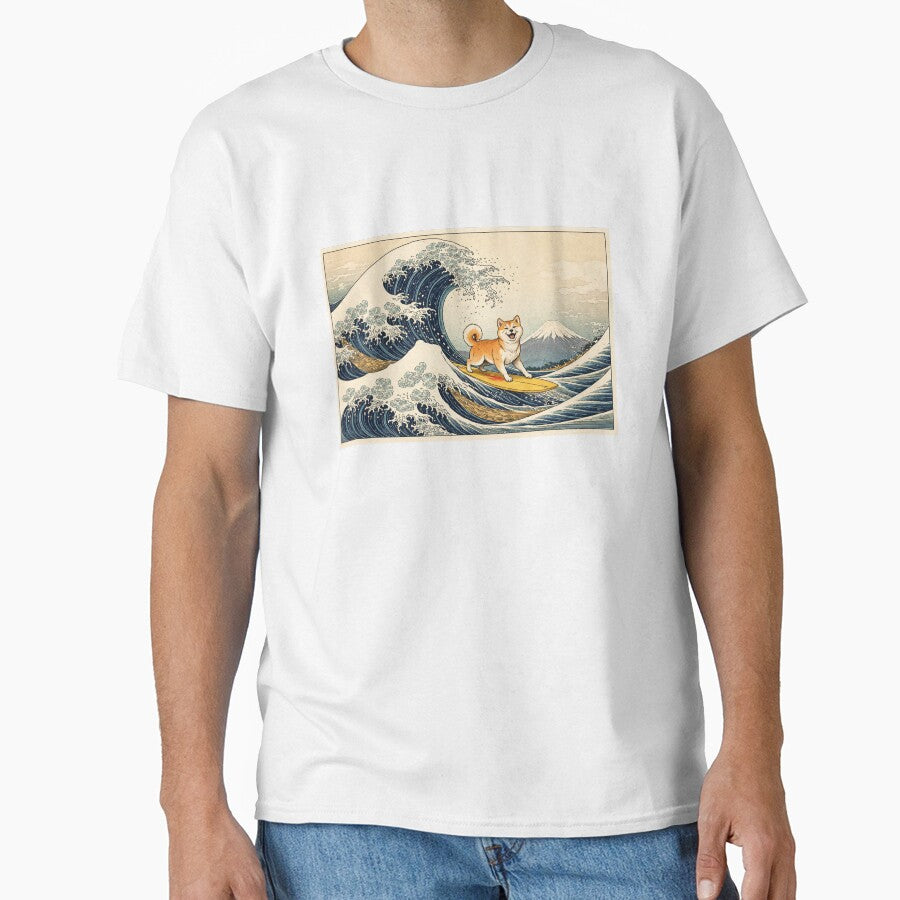The Great Wave Dog Shiba Wave Rider Surf by SOUFIANE1991