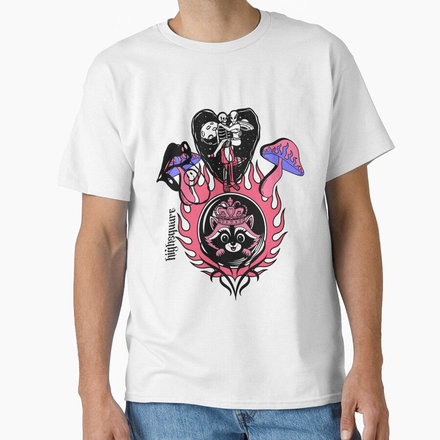 Cute Mushroom UFO Aesthetic – Pink Black Kawaii Space Art by HIGHSQUARE