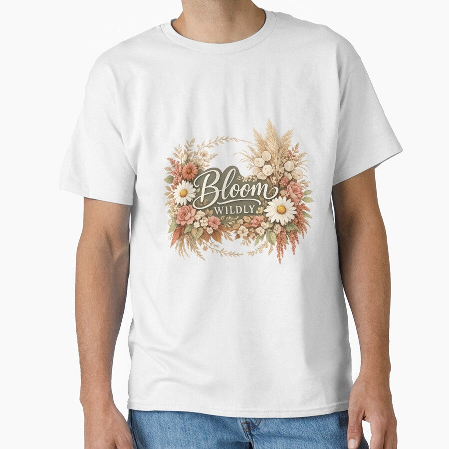 Bloom Wildly Boho Floral Design | Elegant Botanical T-shirt Graphic by Zyynpixel