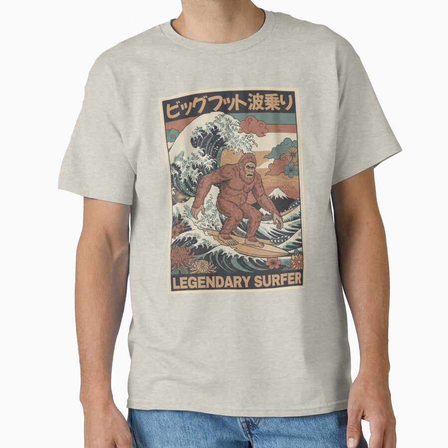 Bigfoot Surfing The Great Wave. vintage. by EunsooLee