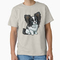 Papillon Dog Puppy - Black and White Fur - Kawaii Cartoon by UncannyCanvas