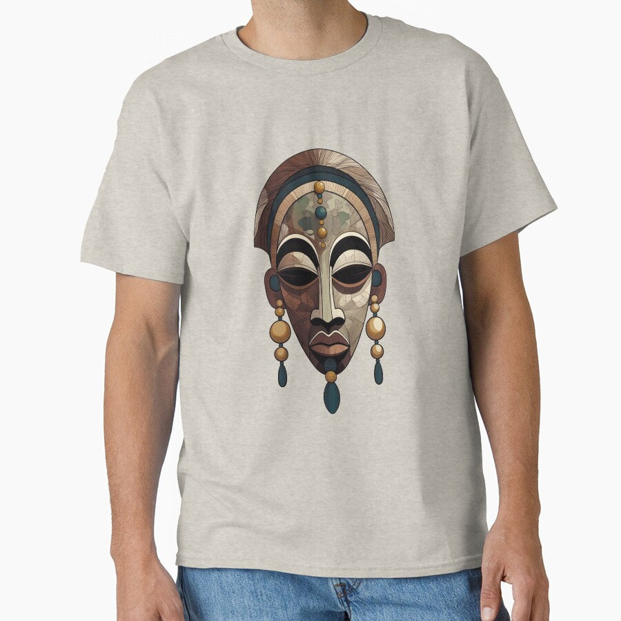 Earthy Boho African Tribal Mask – Beaded Adornment by PixelQ