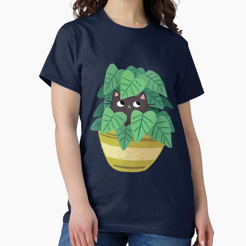 Black Cat In planter by michelledraws