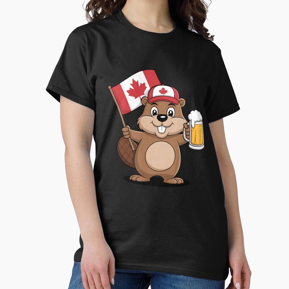 Beaver Holding Canada Flag Beer by TiredPack