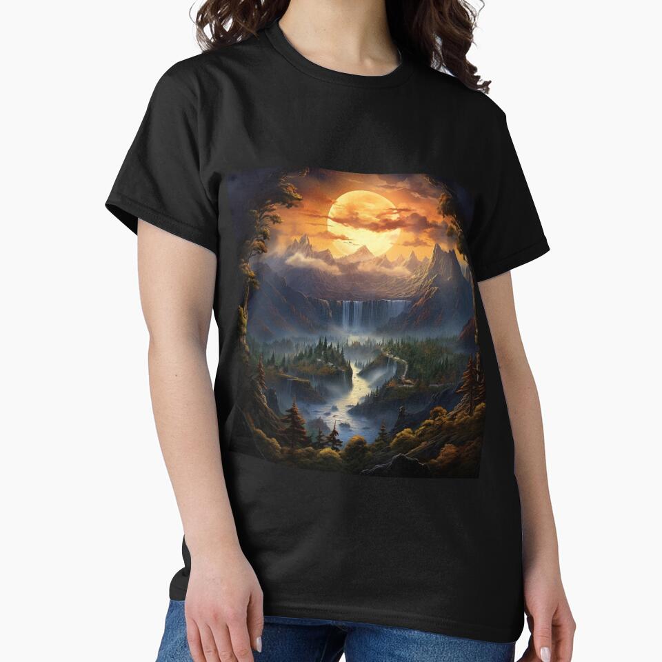 Fantasy Landscape - Waterfall at Sunset by Fantasy Masterpiece