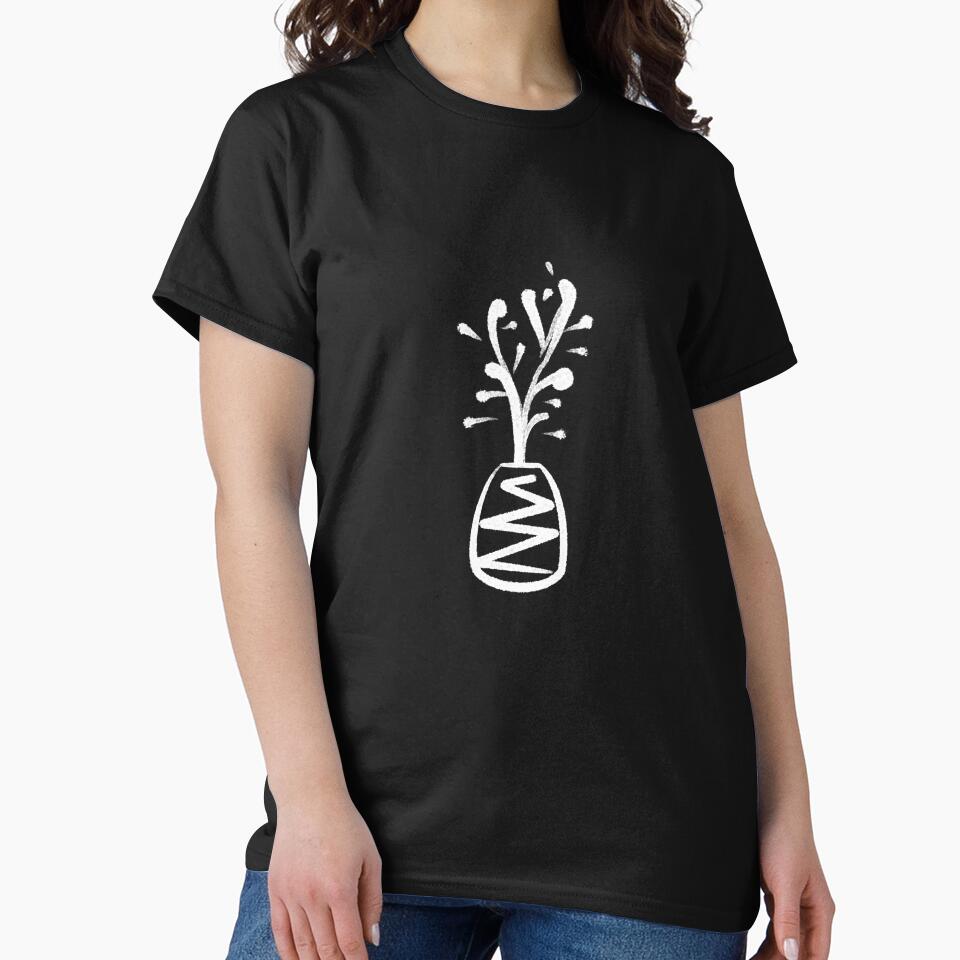 Minimalist Ink Line Art Potted Plant by SubtleSplit