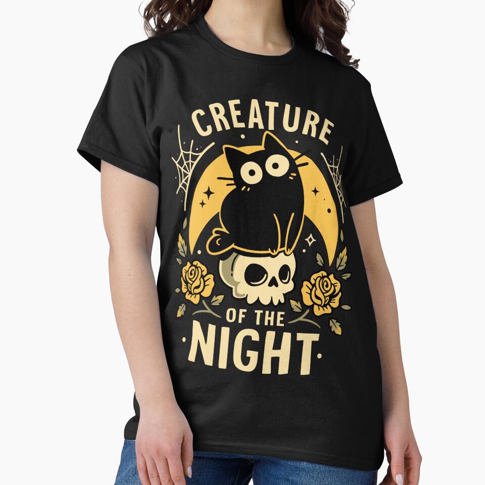 Gothic Night Cat - Skull and Roses by Snouleaf