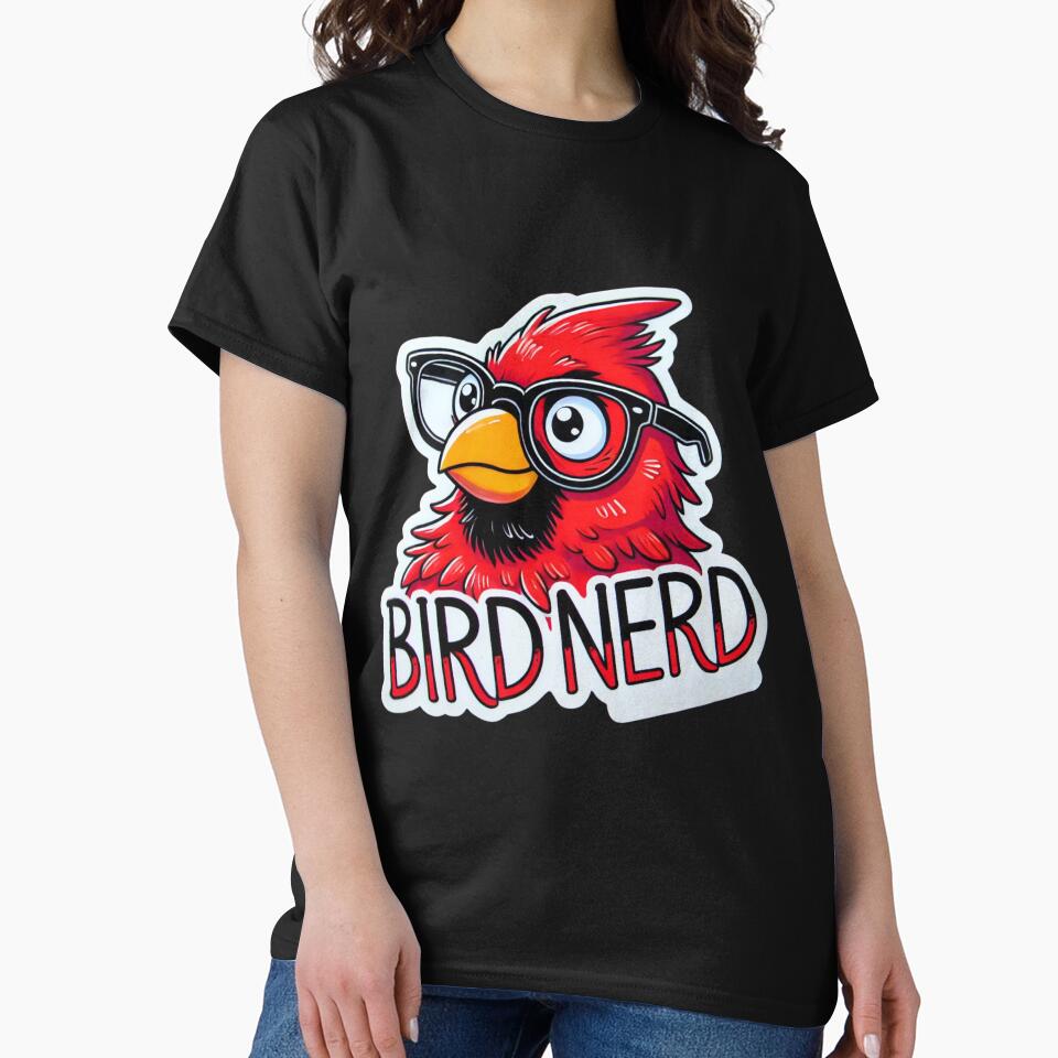 Bird Nerd Red Cardinal with glasses by BrinaandPops