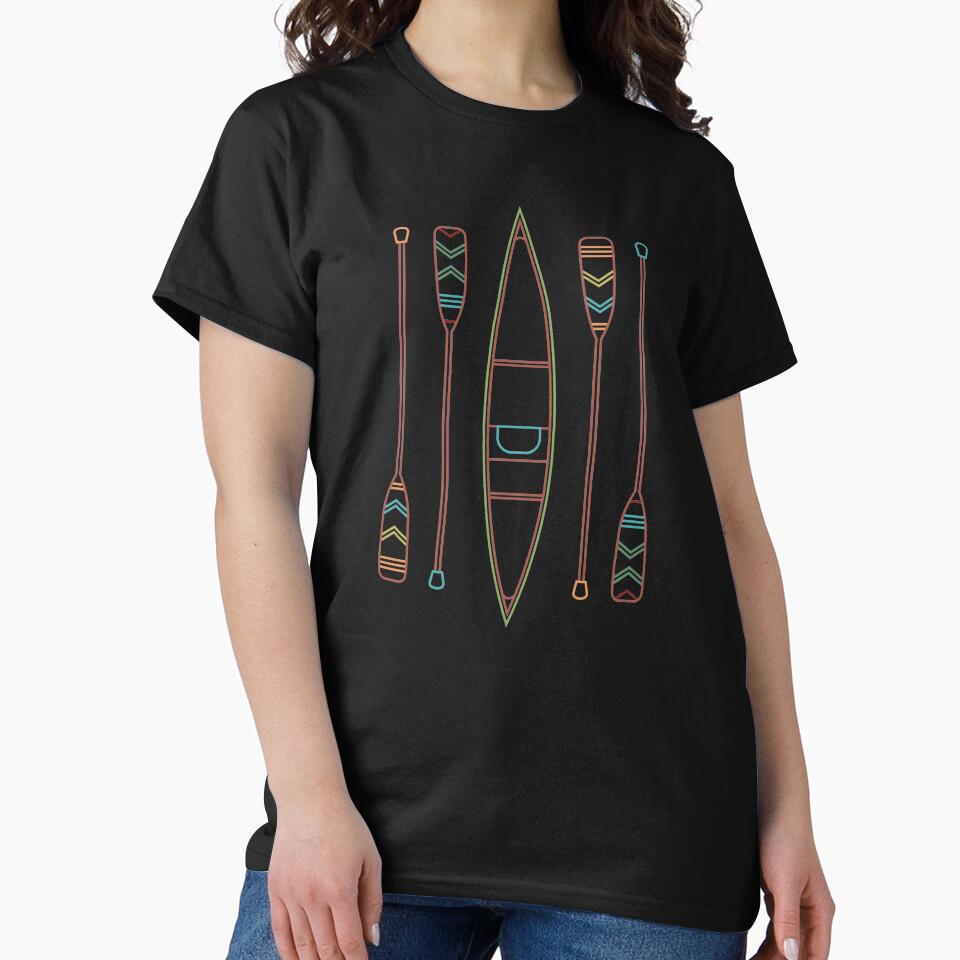 Retro Canoe & Oars Line Art by MartineMeeka
