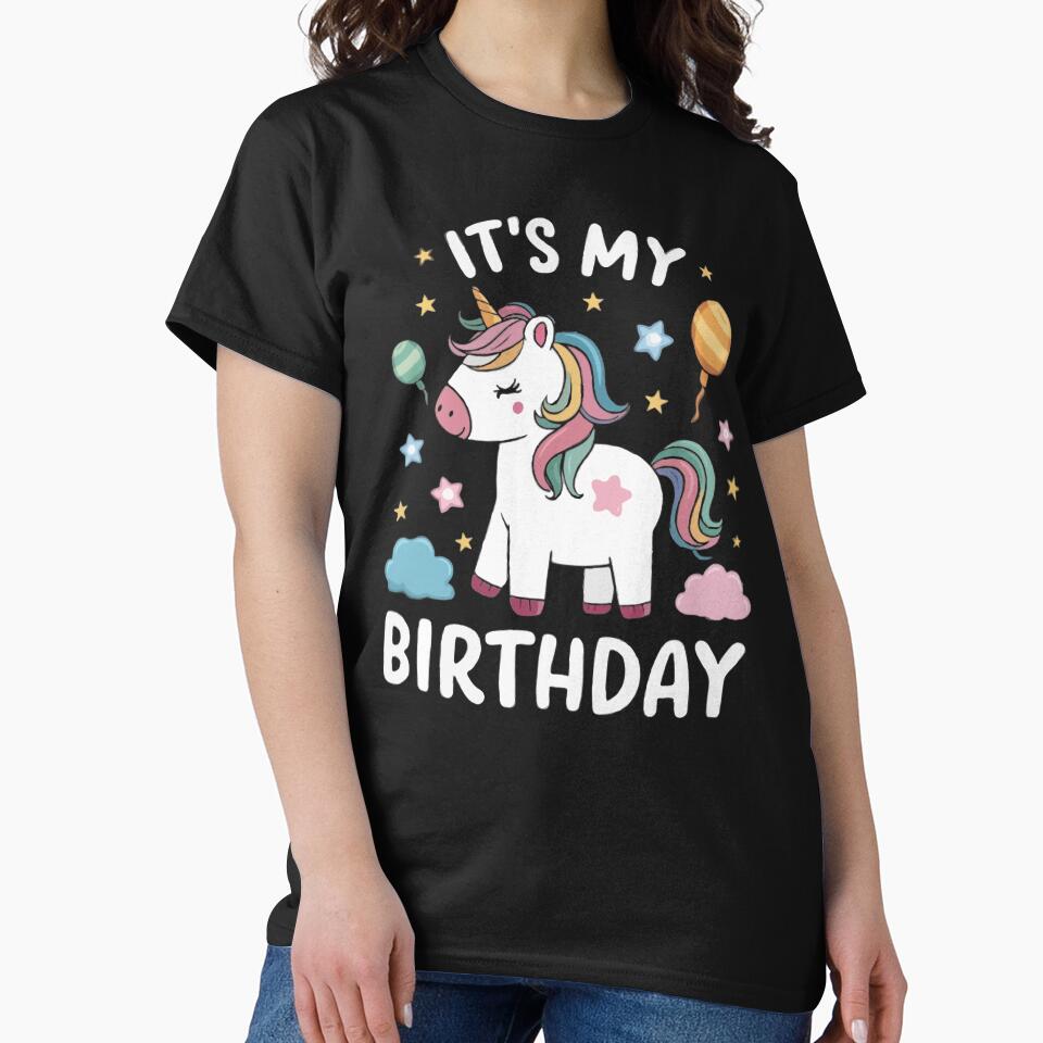 It's My Birthday Unicorn – Cute Rainbow Unicorn Birthday Girl Party Tee by ILYASSE1