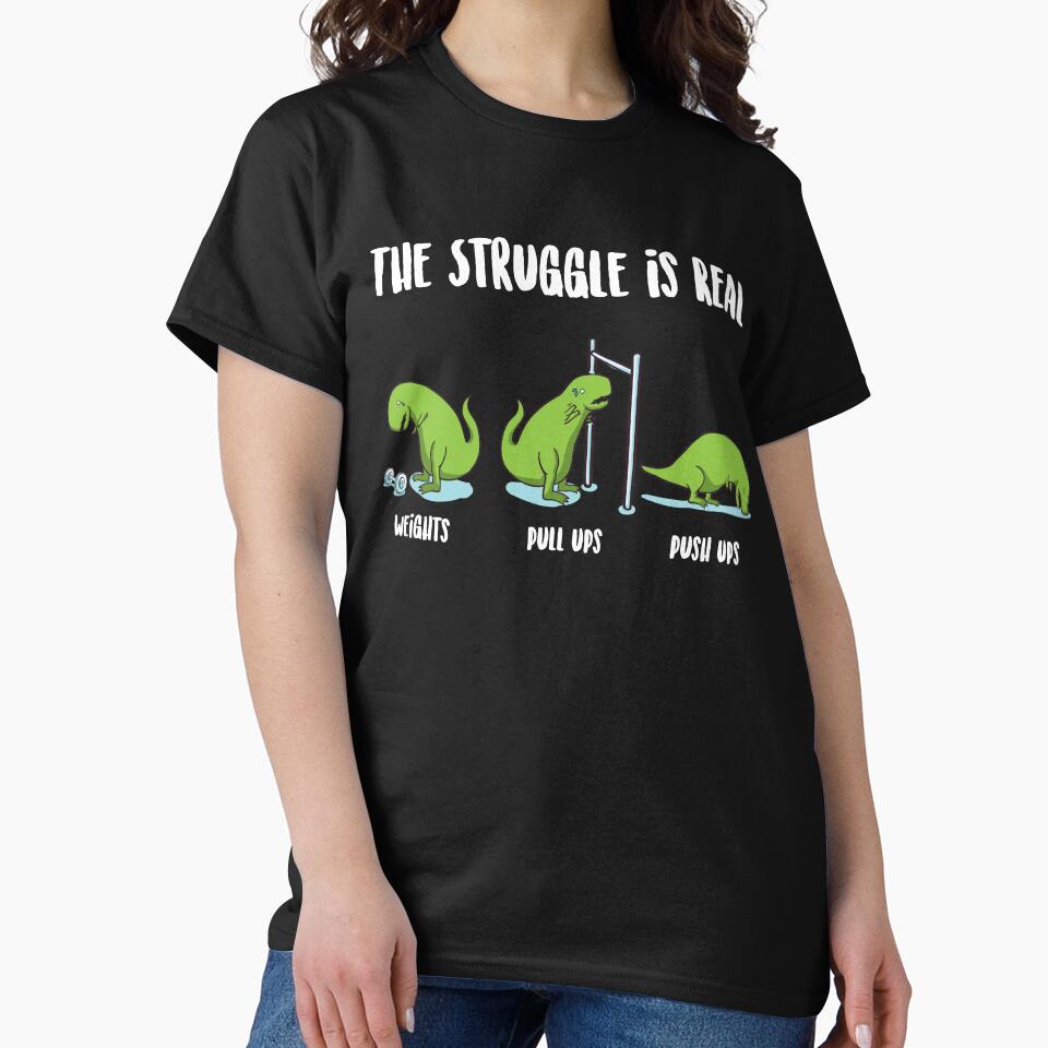 Dinosaur Themed Gifts - Gym Lover Gift - Exercise Gifts - Funny Weightlifter Gifts - The Struggle Is Real - Dino Gym by kntranhoang