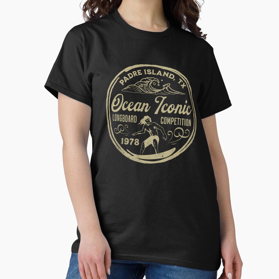 Retro Surfing, Padre Island Longboard Surfing Competition Design by OceanIconic