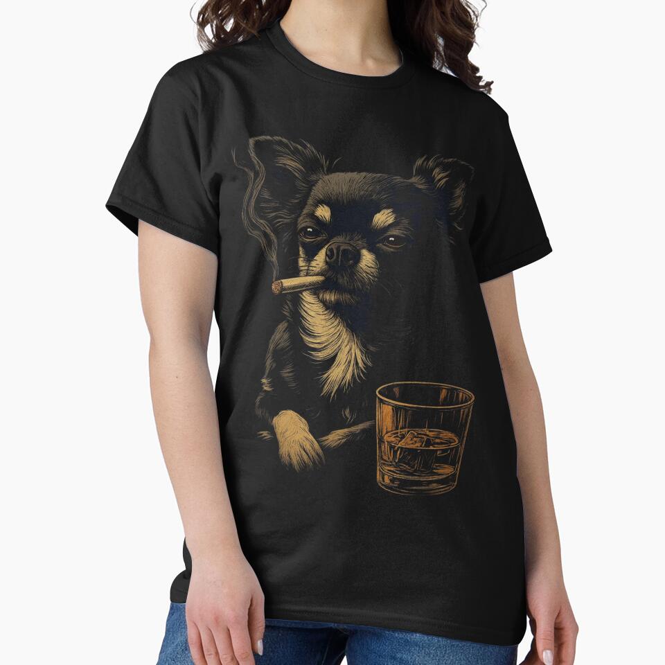 Chihuahua Smoking Cigarette Whisky Lover Funny Dog by love3617