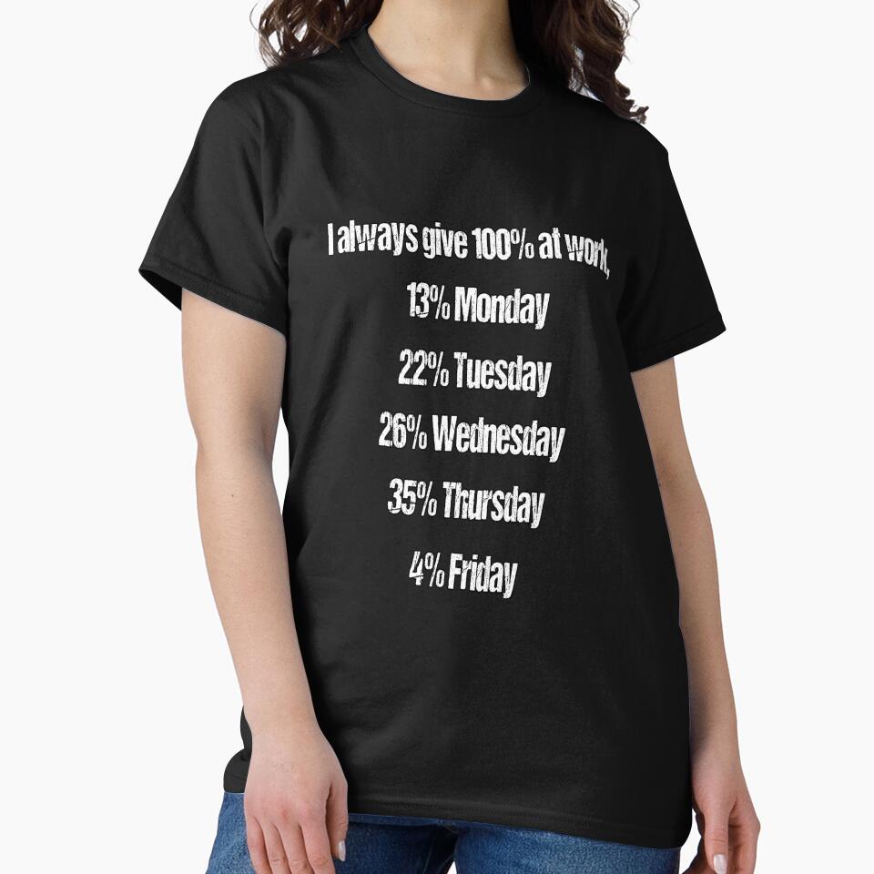 Funny Sarcastic Humor I Always Give 100% At Work by fantasticdesign