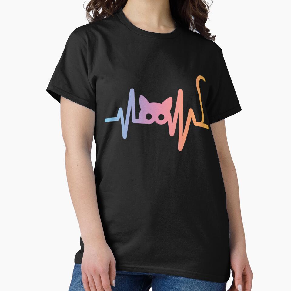 Cat Heartbeat Minimalist Line Art With Gradient by chattsuede