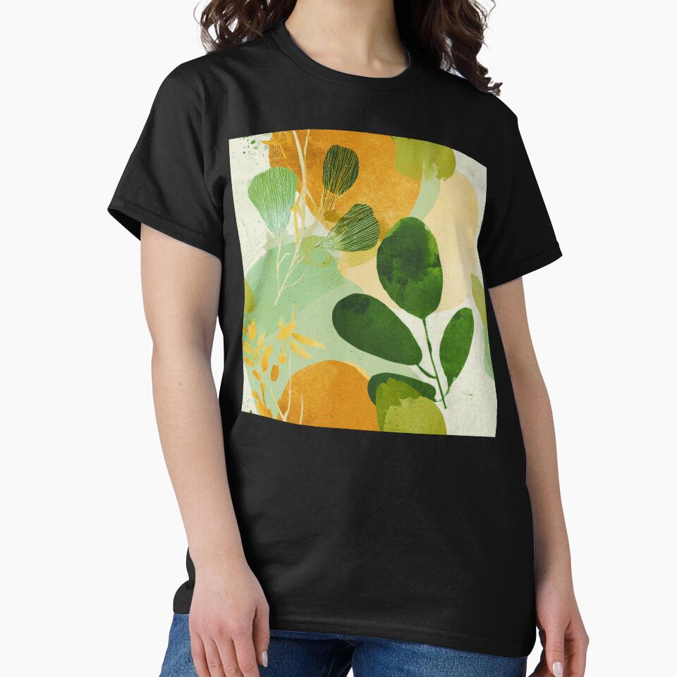 Boho Abstract Leaves In Green And Warm Earthtones by DEC02