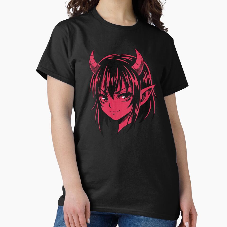 Unbothered Demon Girl – Anime Style Sticker Shirt by Karlas-things