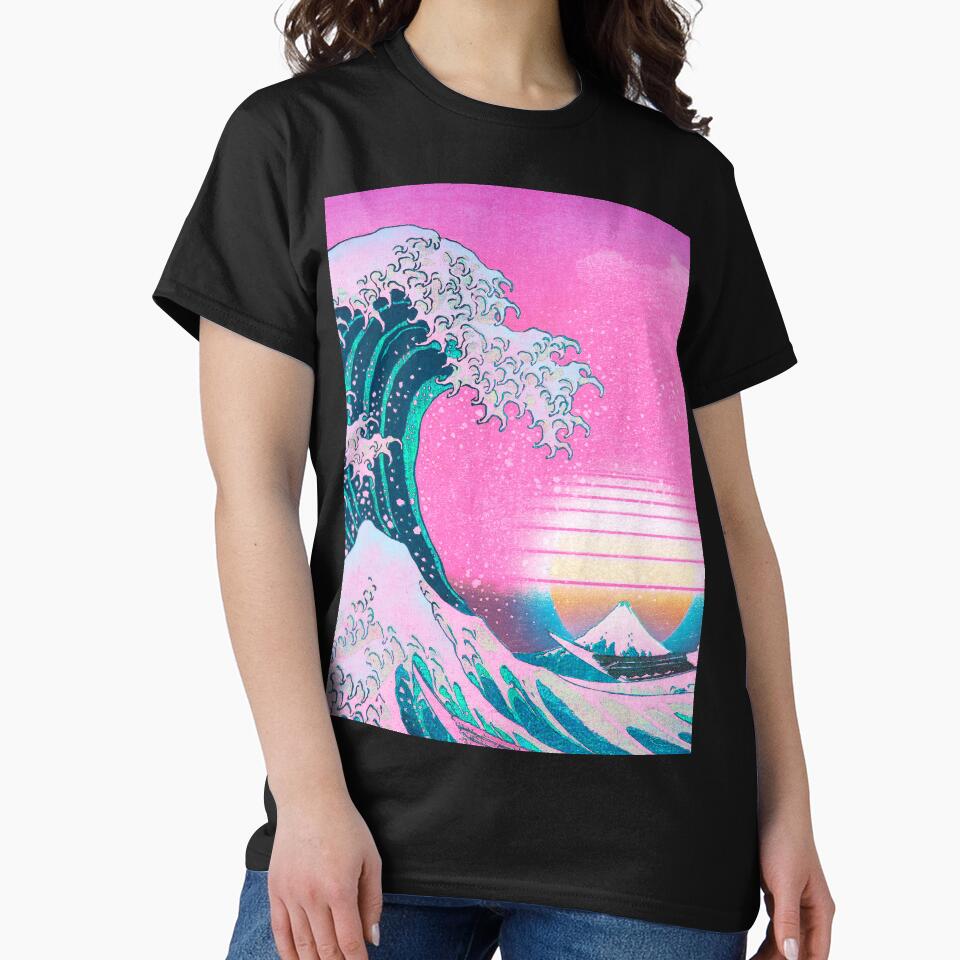 Vaporwave Aesthetic Great Wave Off Kanagawa Retro Sunset by CoitoCG