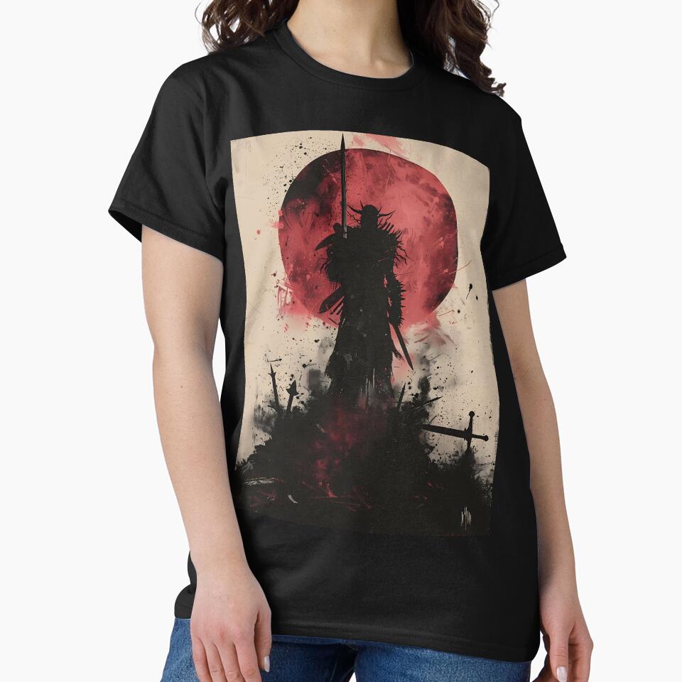 A lone warrior under a crimson eclipse by Moonvale Studio