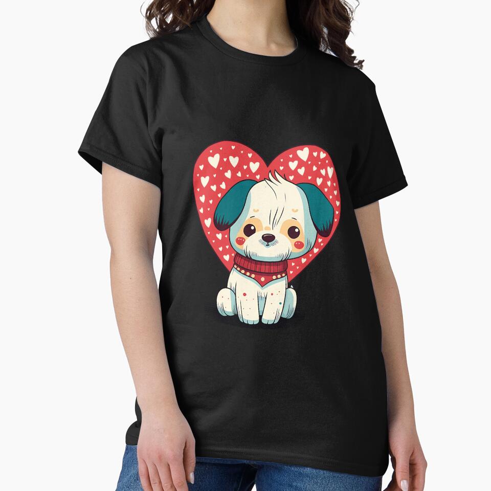 Cute Dog with Big Red Heart for Dog Lovers Valentines Day by Vexel Studio