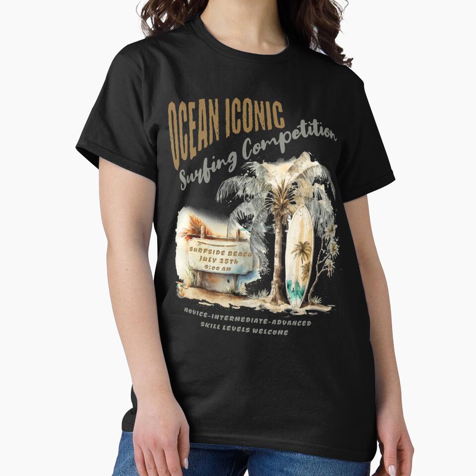 Classic Retro Surfing, Tropical Surfing Competition Design by OceanIconic