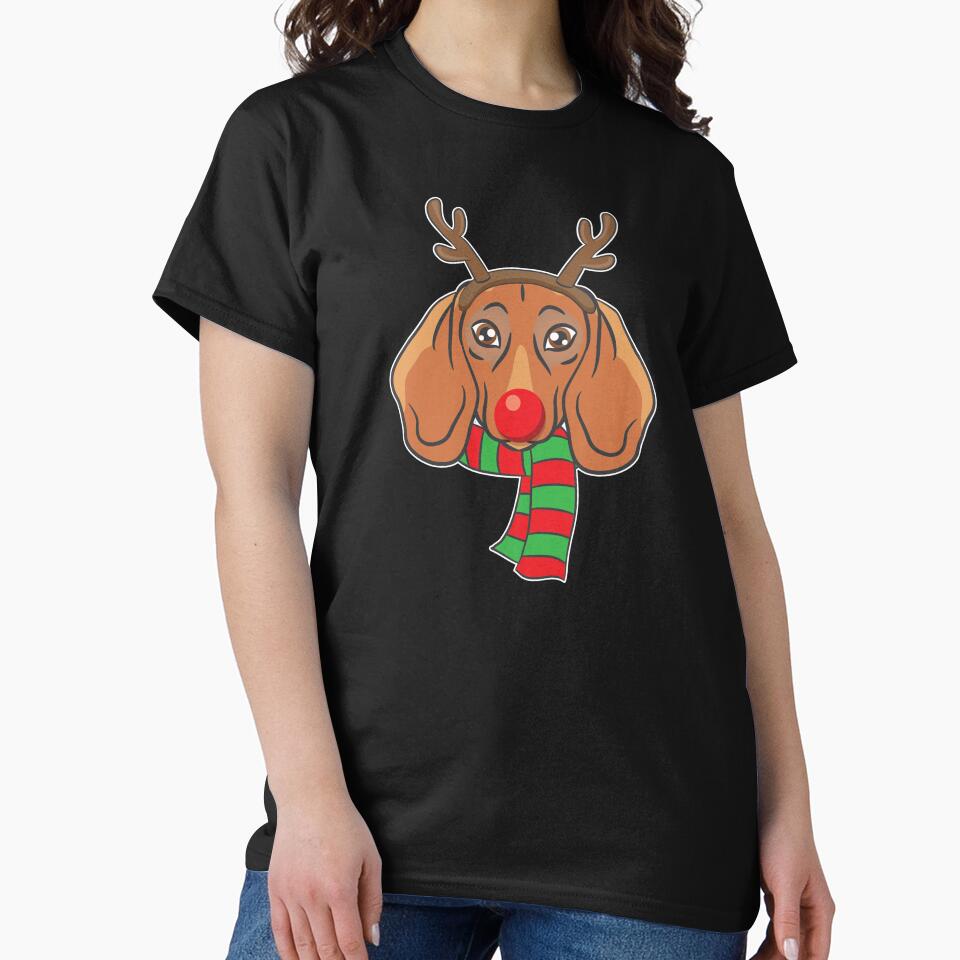 Funny Christmas Dog Xmas Reindeer Dachshund Holiday Gift by haselshirt
