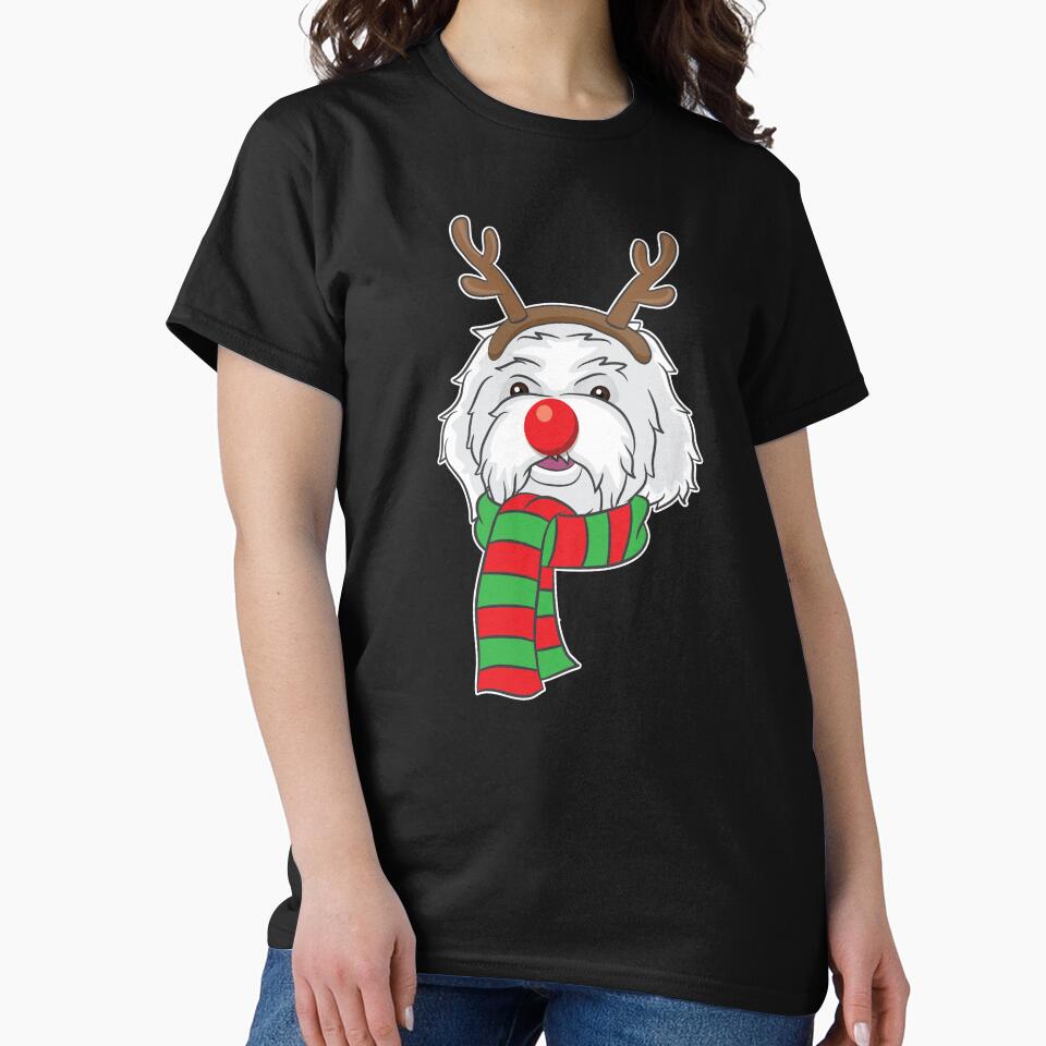 Funny Christmas Dog Xmas Reindeer Maltese Dog Holiday Gift by haselshirt
