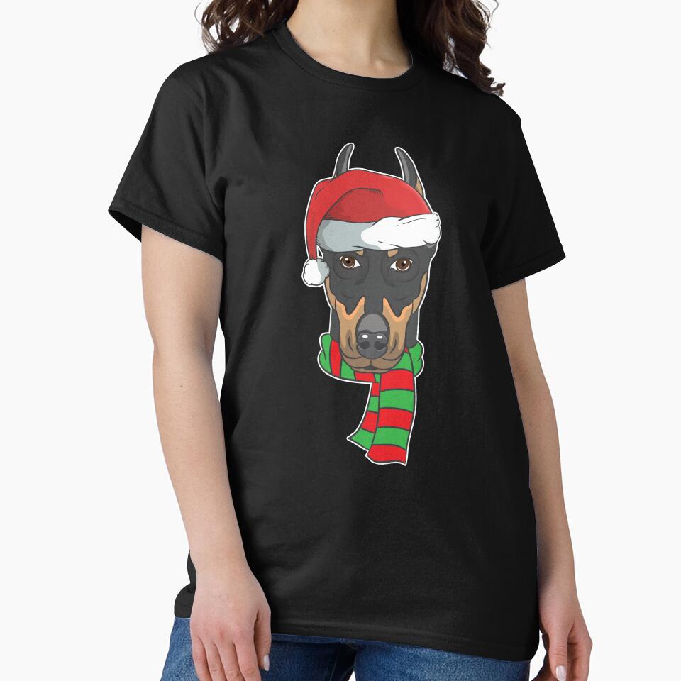 Funny Christmas Dog Xmas Santa Doberman Holiday Gift by haselshirt