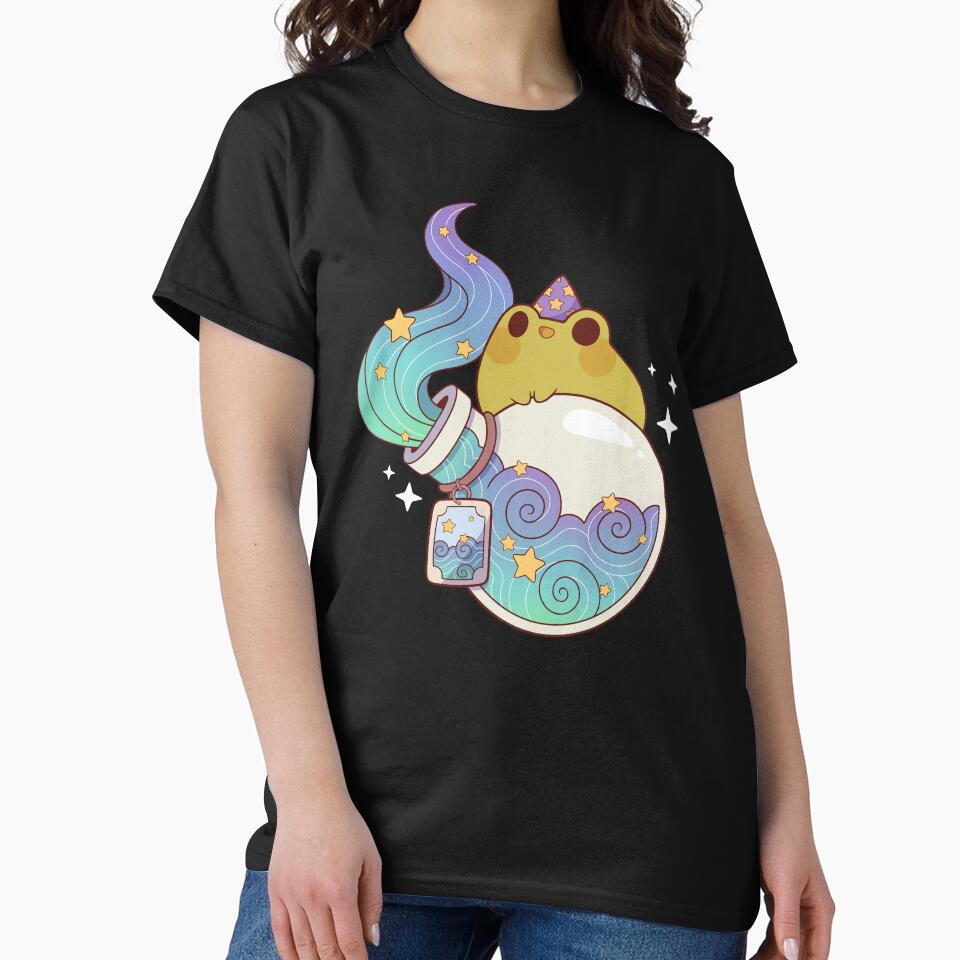 Dreamy water potion with wizard frog by Rihnlin