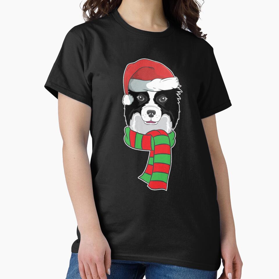 Funny Christmas Dog Xmas Santa Border Collie Holiday Gift by haselshirt
