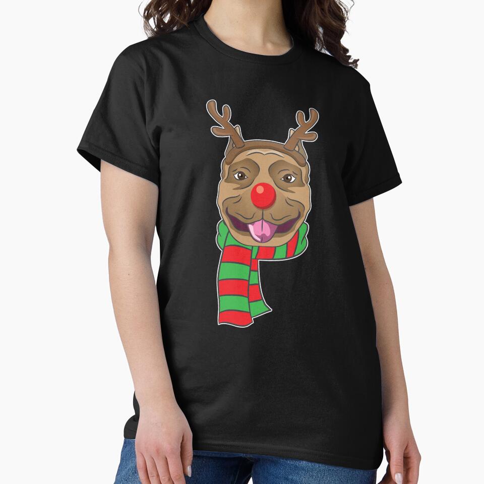 Funny Christmas Dog Xmas Reindeer Pit bull Holiday Gift by haselshirt