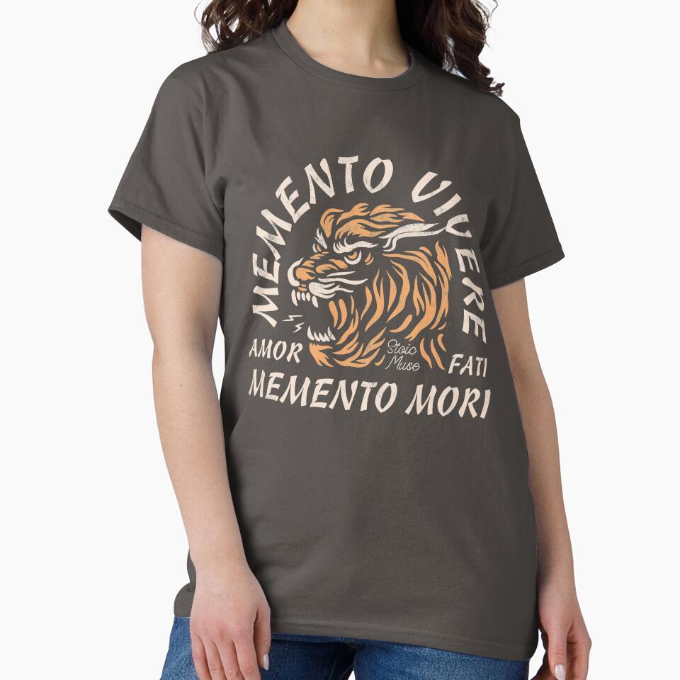 Memento Vivere | Amor Fati | Memento Mori | Tiger Graphic | Unisex T-shirt by firewoodsupply