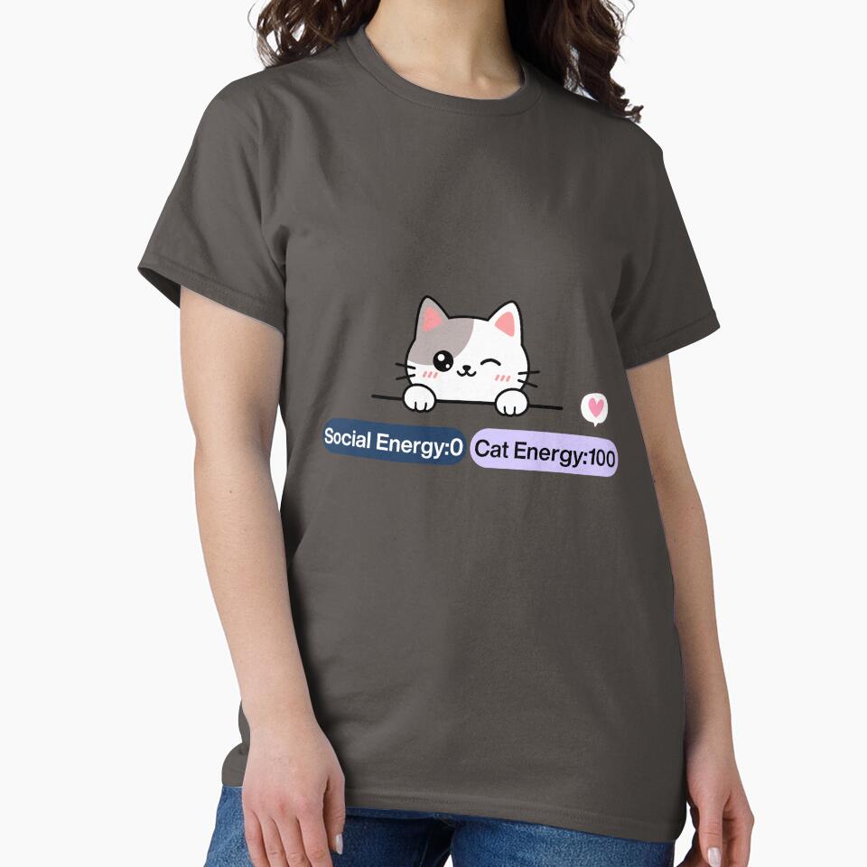 Social Energy:0 Cat Energy 100 Cute Cat Gift Idea by CuteVibesStudio